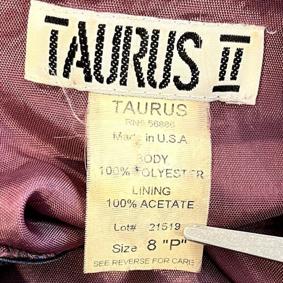 Taurus II Womens Dress Size 8 Petite Midi Vintage 80s Blue Purple Mauve Floral - Picture 6 of 8